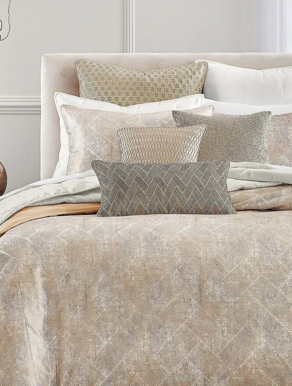 Hudson Park Collection Linear Sandstone Beaded Decorative Pillow, 16 X 16 - Excl